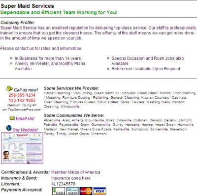 sample company details